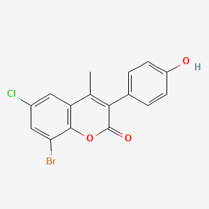 8-Bromo-6-chloro-3-(4-hydroxyphenyl)-4-methylchromen-2-one