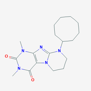 molecular formula C18H27N5O2 B286076 9-cyclooctyl-1,3-dimethyl-6,7,8,9-tetrahydropyrimido[2,1-f]purine-2,4(1H,3H)-dione 