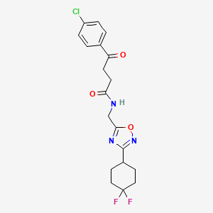 molecular formula C19H20ClF2N3O3 B2860760 4-(4-氯苯基)-N-((3-(4,4-二氟环己基)-1,2,4-恶二唑-5-基)甲基)-4-氧代丁酰胺 CAS No. 2034463-71-1