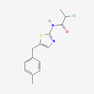 molecular formula C14H15ClN2OS B2860761 2-氯-N-[5-(4-甲基苄基)-1,3-噻唑-2-基]丙酰胺 CAS No. 851207-64-2