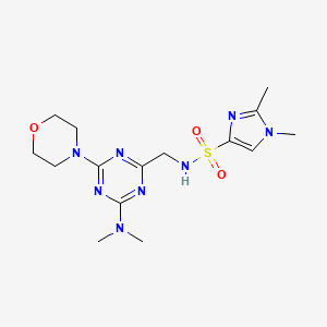 molecular formula C15H24N8O3S B2860763 N-((4-(dimethylamino)-6-morpholino-1,3,5-triazin-2-yl)methyl)-1,2-dimethyl-1H-imidazole-4-sulfonamide CAS No. 2034543-44-5