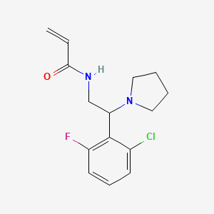 molecular formula C15H18ClFN2O B2860765 N-[2-(2-Chloro-6-fluorophenyl)-2-pyrrolidin-1-ylethyl]prop-2-enamide CAS No. 2411268-55-6