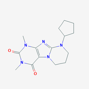 molecular formula C15H21N5O2 B286077 9-cyclopentyl-1,3-dimethyl-6,7,8,9-tetrahydropyrimido[2,1-f]purine-2,4(1H,3H)-dione 