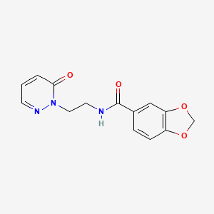 molecular formula C14H13N3O4 B2860770 N-(2-(6-oxopyridazin-1(6H)-yl)ethyl)benzo[d][1,3]dioxole-5-carboxamide CAS No. 1049549-36-1