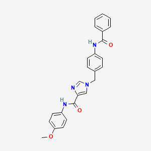 molecular formula C25H22N4O3 B2860775 1-(4-苯甲酰胺苄基)-N-(4-甲氧基苯基)-1H-咪唑-4-甲酰胺 CAS No. 1251597-86-0