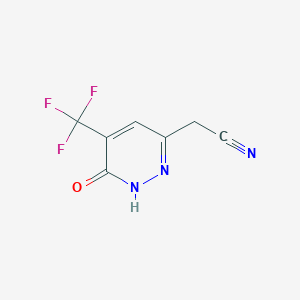 molecular formula C7H4F3N3O B2860785 2-[6-Hydroxy-5-(trifluoromethyl)pyridazin-3-yl]acetonitrile CAS No. 866474-45-5