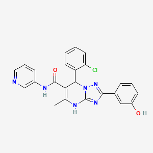 molecular formula C24H19ClN6O2 B2860787 7-(2-chlorophenyl)-2-(3-hydroxyphenyl)-5-methyl-N-(pyridin-3-yl)-4,7-dihydro-[1,2,4]triazolo[1,5-a]pyrimidine-6-carboxamide CAS No. 539801-05-3