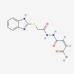 molecular formula C13H12N4O4S B2860790 (Z)-4-(2-(2-((1H-benzo[d]imidazol-2-yl)thio)acetyl)hydrazinyl)-4-oxobut-2-enoic acid CAS No. 402945-18-0