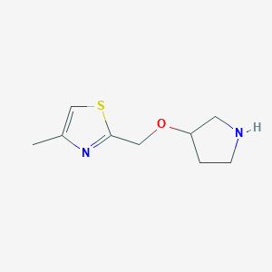 molecular formula C9H14N2OS B2860795 4-Methyl-2-((pyrrolidin-3-yloxy)methyl)thiazole CAS No. 1526836-66-7