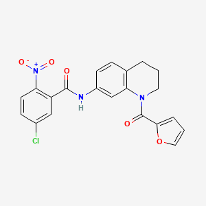 molecular formula C21H16ClN3O5 B2860798 5-chloro-N-(1-(furan-2-carbonyl)-1,2,3,4-tetrahydroquinolin-7-yl)-2-nitrobenzamide CAS No. 941900-61-4