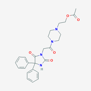 molecular formula C25H28N4O5 B286080 5,5-Diphenyl-3-[2-[4-(2-acetoxyethyl)piperazine-1-yl]-2-oxoethyl]hydantoin 