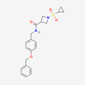 molecular formula C21H24N2O4S B2860801 N-(4-(benzyloxy)benzyl)-1-(cyclopropylsulfonyl)azetidine-3-carboxamide CAS No. 1428373-26-5