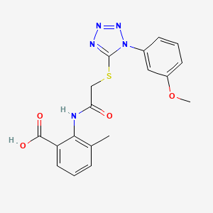 molecular formula C18H17N5O4S B2860806 2-(2-((1-(3-methoxyphenyl)-1H-tetrazol-5-yl)thio)acetamido)-3-methylbenzoic acid CAS No. 878702-80-8