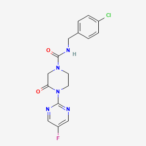N-[(4-Chlorophenyl)methyl]-4-(5-fluoropyrimidin-2-yl)-3-oxopiperazine-1-carboxamide