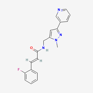 molecular formula C19H17FN4O B2860816 (E)-3-(2-fluorophenyl)-N-((1-methyl-3-(pyridin-3-yl)-1H-pyrazol-5-yl)methyl)acrylamide CAS No. 2035004-54-5