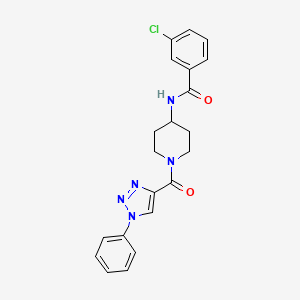 molecular formula C21H20ClN5O2 B2860819 3-氯-N-(1-(1-苯基-1H-1,2,3-三唑-4-羰基)哌啶-4-基)苯甲酰胺 CAS No. 1251572-64-1