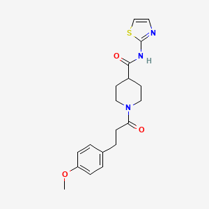 molecular formula C19H23N3O3S B2860822 1-(3-(4-methoxyphenyl)propanoyl)-N-(thiazol-2-yl)piperidine-4-carboxamide CAS No. 1219905-44-8