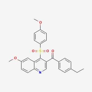 molecular formula C26H23NO5S B2860831 (4-Ethylphenyl)(6-methoxy-4-((4-methoxyphenyl)sulfonyl)quinolin-3-yl)methanone CAS No. 866895-70-7