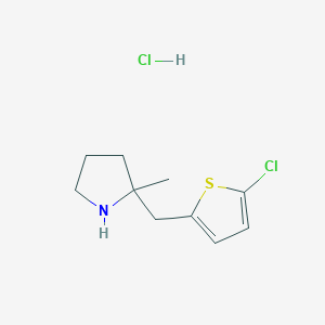 molecular formula C10H15Cl2NS B2860840 2-[(5-Chlorothiophen-2-yl)methyl]-2-methylpyrrolidine hydrochloride CAS No. 2126160-85-6