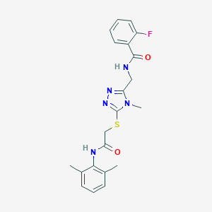 molecular formula C21H22FN5O2S B286085 N-{[5-({2-[(2,6-dimethylphenyl)amino]-2-oxoethyl}sulfanyl)-4-methyl-4H-1,2,4-triazol-3-yl]methyl}-2-fluorobenzamide 