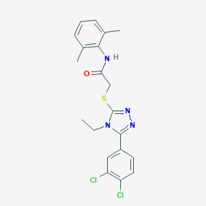 molecular formula C20H20Cl2N4OS B286086 2-{[5-(3,4-dichlorophenyl)-4-ethyl-4H-1,2,4-triazol-3-yl]sulfanyl}-N-(2,6-dimethylphenyl)acetamide 