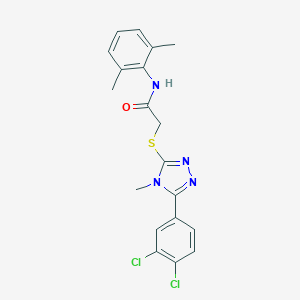 molecular formula C19H18Cl2N4OS B286087 2-{[5-(3,4-dichlorophenyl)-4-methyl-4H-1,2,4-triazol-3-yl]sulfanyl}-N-(2,6-dimethylphenyl)acetamide 