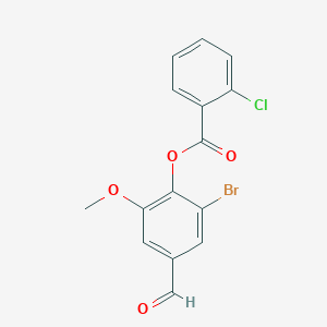 molecular formula C15H10BrClO4 B2860875 2-Bromo-4-formyl-6-methoxyphenyl 2-chlorobenzoate CAS No. 443664-51-5