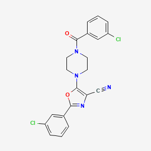 molecular formula C21H16Cl2N4O2 B2860876 5-(4-(3-Chlorobenzoyl)piperazin-1-yl)-2-(3-chlorophenyl)oxazole-4-carbonitrile CAS No. 905429-74-5