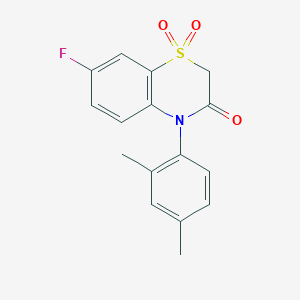 molecular formula C16H14FNO3S B2860882 4-(2,4-dimethylphenyl)-7-fluoro-2H-1,4-benzothiazin-3(4H)-one 1,1-dioxide CAS No. 1326923-56-1