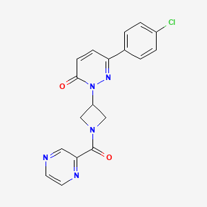 molecular formula C18H14ClN5O2 B2860886 6-(4-Chlorophenyl)-2-[1-(pyrazine-2-carbonyl)azetidin-3-yl]pyridazin-3-one CAS No. 2380094-53-9