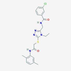 molecular formula C22H24ClN5O2S B286089 3-chloro-N-{[5-({2-[(2,5-dimethylphenyl)amino]-2-oxoethyl}sulfanyl)-4-ethyl-4H-1,2,4-triazol-3-yl]methyl}benzamide 