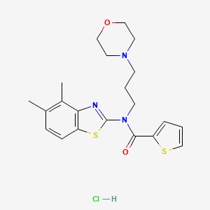 molecular formula C21H26ClN3O2S2 B2860894 N-(4,5-dimethylbenzo[d]thiazol-2-yl)-N-(3-morpholinopropyl)thiophene-2-carboxamide hydrochloride CAS No. 1215480-72-0