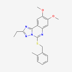 molecular formula C21H22N4O2S B2860897 2-Ethyl-8,9-dimethoxy-5-[(2-methylbenzyl)sulfanyl][1,2,4]triazolo[1,5-c]quinazoline CAS No. 860650-42-6