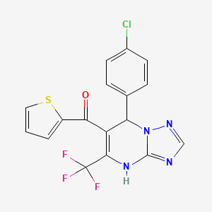 (7-(4-Chlorophenyl)-5-(trifluoromethyl)-4,7-dihydro-[1,2,4]triazolo[1,5-a]pyrimidin-6-yl)(thiophen-2-yl)methanone