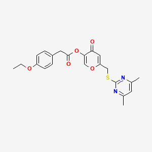 molecular formula C22H22N2O5S B2860900 6-(((4,6-dimethylpyrimidin-2-yl)thio)methyl)-4-oxo-4H-pyran-3-yl 2-(4-ethoxyphenyl)acetate CAS No. 877637-33-7