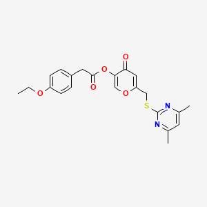 molecular formula C22H22N2O5S B2860900 6-(((4,6-二甲基嘧啶-2-基)硫代)甲基)-4-氧代-4H-吡喃-3-基 2-(4-乙氧基苯基)乙酸酯 CAS No. 877637-33-7