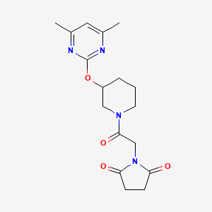 molecular formula C17H22N4O4 B2860901 1-(2-(3-((4,6-二甲基嘧啶-2-基)氧基)哌啶-1-基)-2-氧代乙基)吡咯烷-2,5-二酮 CAS No. 2097861-60-2