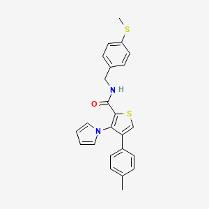 molecular formula C24H22N2OS2 B2860903 N-(4-(methylthio)benzyl)-3-(1H-pyrrol-1-yl)-4-(p-tolyl)thiophene-2-carboxamide CAS No. 1359321-71-3