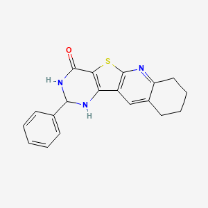 molecular formula C19H17N3OS B2860906 2-phenyl-2,3,7,8,9,10-hexahydropyrimido[4',5':4,5]thieno[2,3-b]quinolin-4(1H)-one CAS No. 850782-27-3