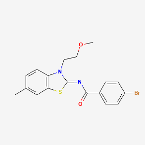 molecular formula C18H17BrN2O2S B2860921 (Z)-4-bromo-N-(3-(2-methoxyethyl)-6-methylbenzo[d]thiazol-2(3H)-ylidene)benzamide CAS No. 864974-88-9