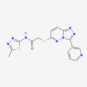 molecular formula C15H12N8OS2 B2860925 N-(5-methyl-1,3,4-thiadiazol-2-yl)-2-((3-(pyridin-3-yl)-[1,2,4]triazolo[4,3-b]pyridazin-6-yl)thio)acetamide CAS No. 868969-05-5