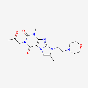 molecular formula C18H24N6O4 B2860937 1,7-dimethyl-8-(2-morpholinoethyl)-3-(2-oxopropyl)-1H-imidazo[2,1-f]purine-2,4(3H,8H)-dione CAS No. 903858-86-6