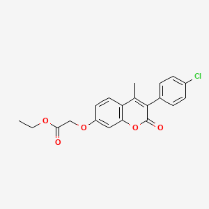 molecular formula C20H17ClO5 B2860944 ethyl 2-((3-(4-chlorophenyl)-4-methyl-2-oxo-2H-chromen-7-yl)oxy)acetate CAS No. 869080-39-7