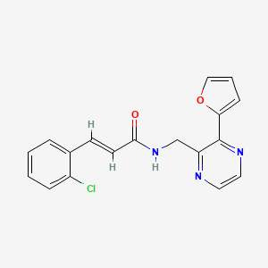 molecular formula C18H14ClN3O2 B2860952 (E)-3-(2-chlorophenyl)-N-((3-(furan-2-yl)pyrazin-2-yl)methyl)acrylamide CAS No. 2035007-91-9
