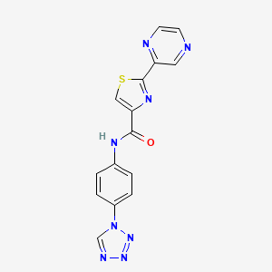 molecular formula C15H10N8OS B2860953 N-(4-(1H-四唑-1-基)苯基)-2-(吡嗪-2-基)噻唑-4-甲酰胺 CAS No. 1226436-75-4
