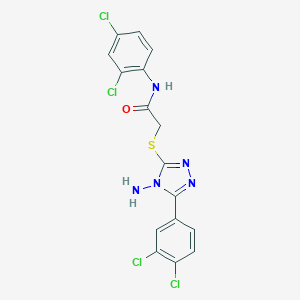 molecular formula C16H11Cl4N5OS B286096 2-{[4-amino-5-(3,4-dichlorophenyl)-4H-1,2,4-triazol-3-yl]sulfanyl}-N-(2,4-dichlorophenyl)acetamide 