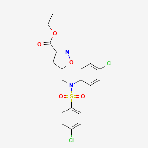 molecular formula C19H18Cl2N2O5S B2860967 5-({4-氯[(4-氯苯基)磺酰]苯胺}甲基)-4,5-二氢-3-异恶唑羧酸乙酯 CAS No. 306978-11-0