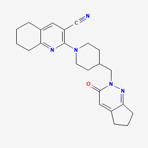 molecular formula C23H27N5O B2860968 2-[4-({3-oxo-2H,3H,5H,6H,7H-环戊[c]吡啶并氮杂-2-基}甲基)哌啶-1-基]-5,6,7,8-四氢喹啉-3-腈 CAS No. 2097917-58-1
