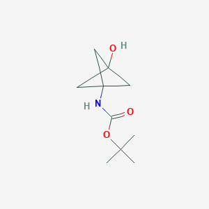 molecular formula C10H17NO3 B2860973 叔丁基N-{3-羟基双环[1.1.1]戊烷-1-基}氨基甲酸酯 CAS No. 2091263-82-8