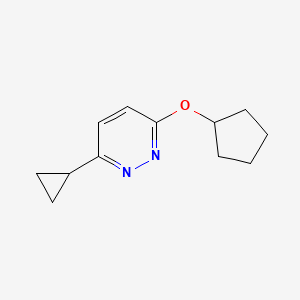 molecular formula C12H16N2O B2860977 3-(Cyclopentyloxy)-6-cyclopropylpyridazine CAS No. 2097924-32-6